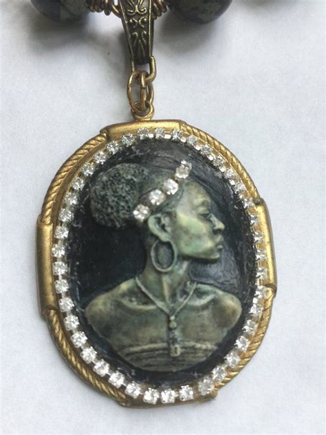 Rare Statement African Cameo Necklace, Black Lady Cameo Necklace ...