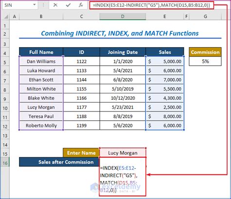 How to Use INDIRECT, INDEX, and MATCH Functions in Excel