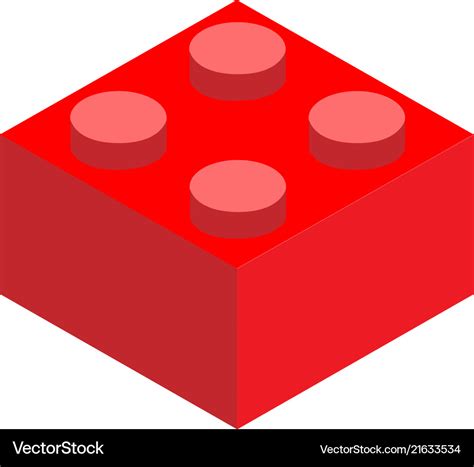 A lego red brick block on white background Vector Image