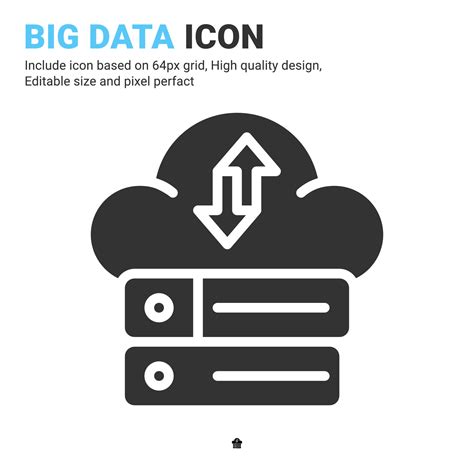 Big data icon vector with glyph style isolated on white background ...