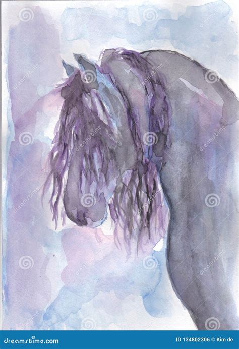 Horse painting watercolor editorial photo. Image of water - 134802306