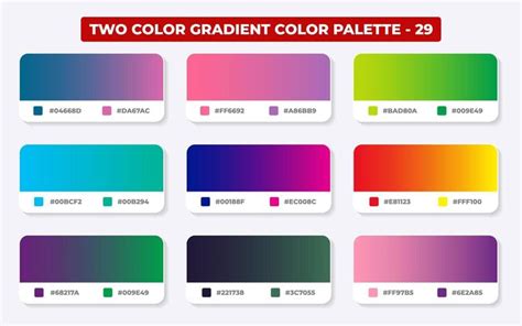 Download Gradient color palette with color codes in RGB or HEX, Catalog, Trendy colors, Gradient ...