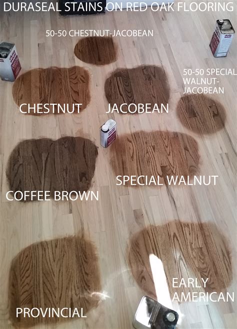 Duraseal Stain on Red Oak Wood Flooring. Chestnut, Jacobean, Coffee Brown, Special Walnut ...