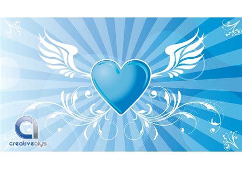 Heart Vector Background with Wings