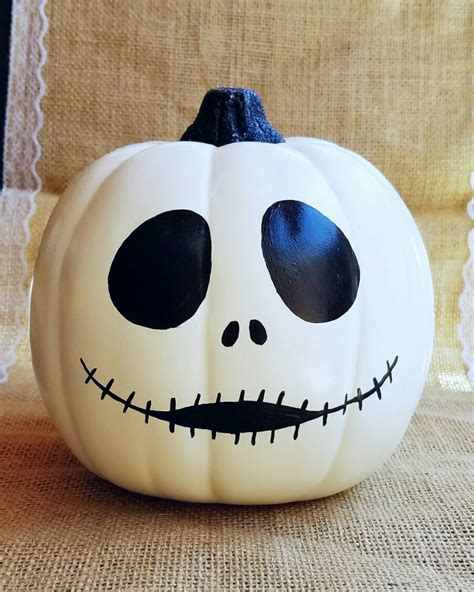 Jack skellington decor Halloween decor painted pumpkin