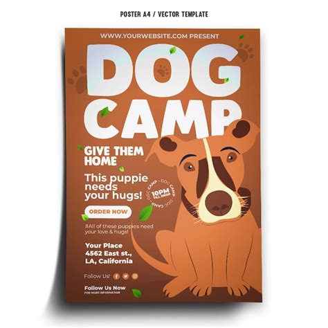 Premium Vector | Dog camp poster template