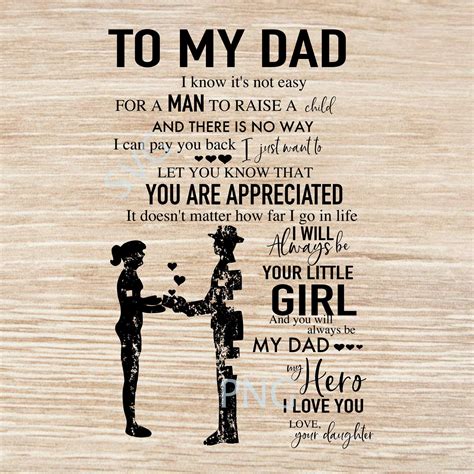 To My Dad Quote I'll Always Be Your Little Girl SVG PNG - Etsy UK