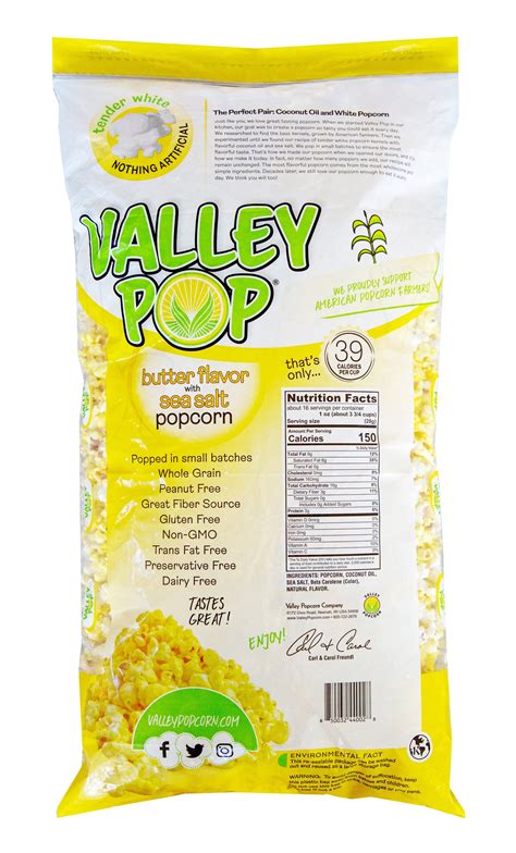 Valley Pop - 16 oz Big Bag of Yellow Popcorn - 8 Count