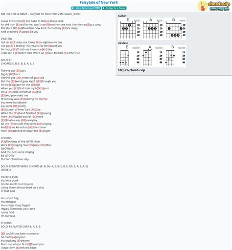 Chord: Fairytale of New York - tab, song lyric, sheet, guitar, ukulele ...