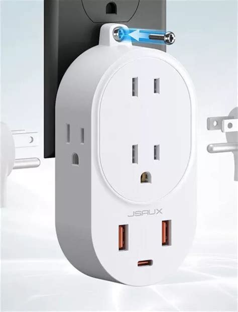 MULTI PLUG OUTLET Extender With USB C, 4 Outlets Surge Protector 1875W Wall Plug $7.99 - PicClick