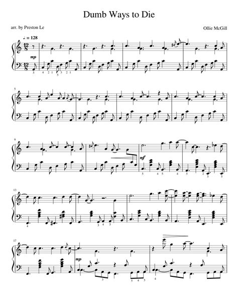 Dumb Ways to Die - Piano Sheet music for Piano (Solo) | Musescore.com