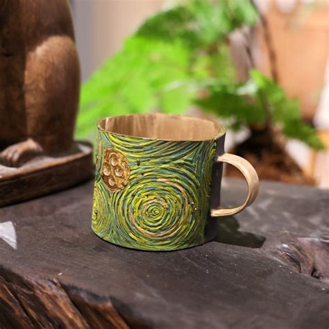 Handmade Ceramic Mug. Hand Painted Green/black Coffee Mug. Tea Cup. Mug ...