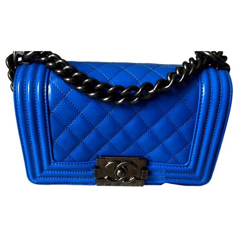 Chanel Boy Bag Small Size Blue Patent leather ref.121093 - Joli Closet