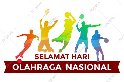 Selamat Hari Olahraga Nasional Design With Colorful Sport Silhouette ...