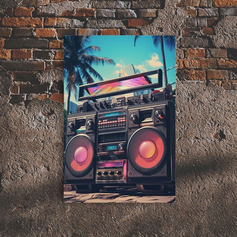 Vintage Boombox Canvas Print, 80s Vaporwave Aesthetic Wall Art, Boombox ...