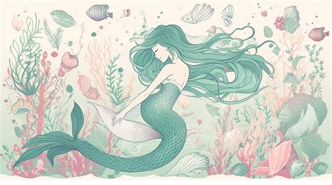 Mermaid Underwater Drawing