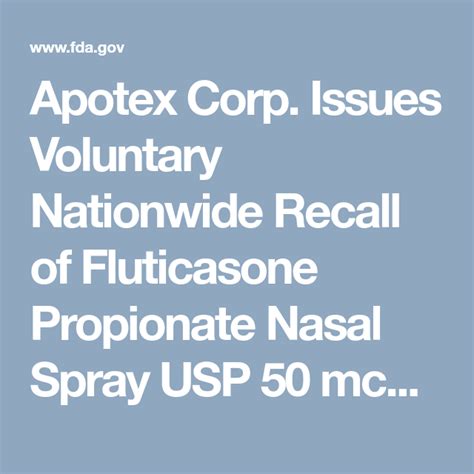 Apotex Corp. Issues Voluntary Nationwide Recall of Fluticasone ...