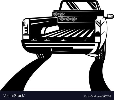 Pickup truck rear retro Royalty Free Vector Image