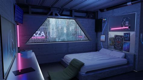 Cyberpunk Apartment Scene - High Detail | 3D model | Futuristic bedroom, Cyberpunk interior ...