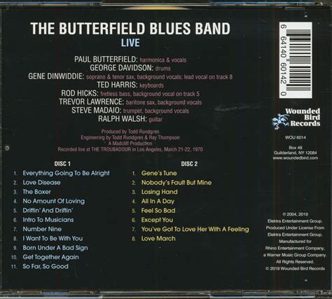 The Paul Butterfield Blues Band CD: The Butterfield Blues Band Live (2 ...