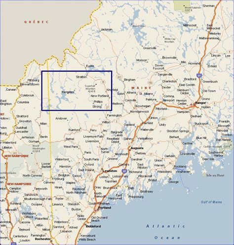 About Rangeley Maine - Mountains and Lakes Region Map