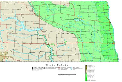 North Dakota Contour Map