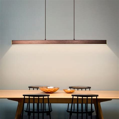 Modern Led long pendant light Linear Hanging lights black brown Pendant ...