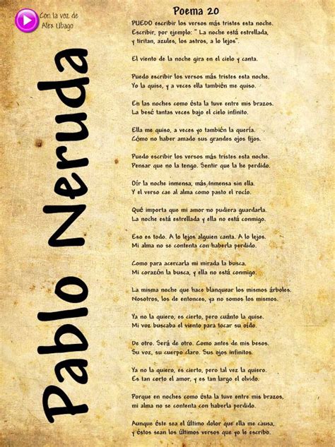 Fahrenheit LCL: Pablo Neruda, Poema XX