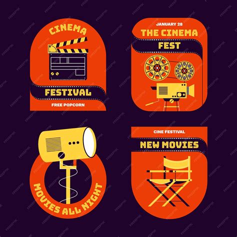 Free Vector | Flat design cinema festival label collection