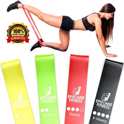 Resistance Band Set of 4 - Premium Natural Latex Fitness Bands for Home Exercises, Crossfit ...