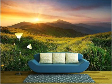 Mountain Valley During Sunrise. Na... - Wall Murals