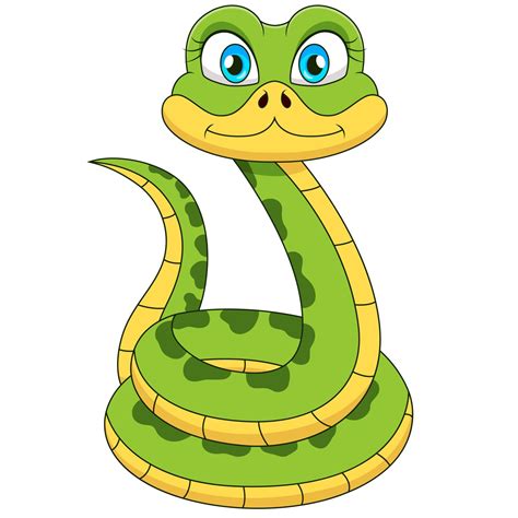 Cute green snake cartoon illustration 21814774 Vector Art at Vecteezy