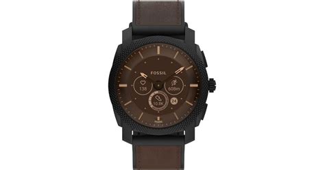 Fossil Machine Gen 6 Hybrid 45mm Stainless Steel And Leather Smart Watch in Brown for Men | Lyst