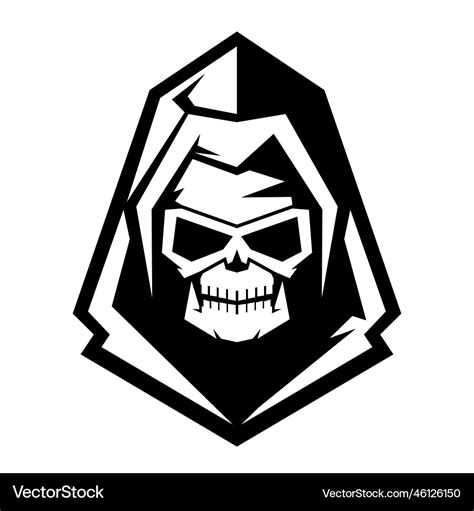 Grim reaper logo skull in black and white design Vector Image