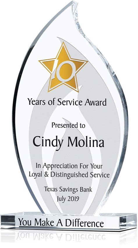 Buy Personalized Crystal Flame Employee Service Re Award Plaque for Male or Female, Customized ...