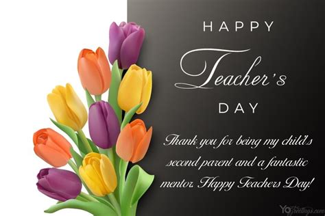 Write Wishes On Happy Teachers Day Card With Flowers | Happy teachers day card, Happy teachers ...