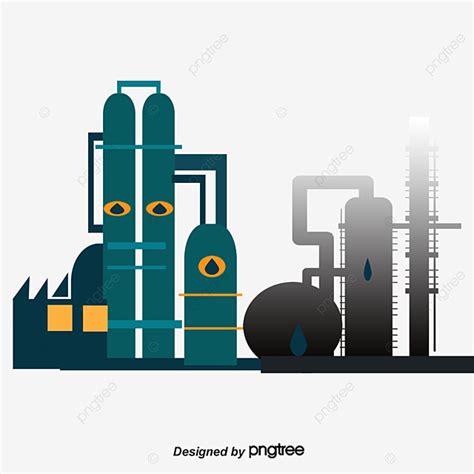 Chemical Plant White Transparent, Vector Cartoon Chemical Processing Plant Petrochemical, Vector ...