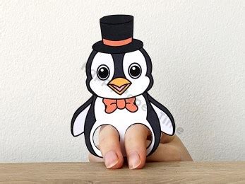 Penguin finger puppet printable template - Kids crafts - Happy Paper Time