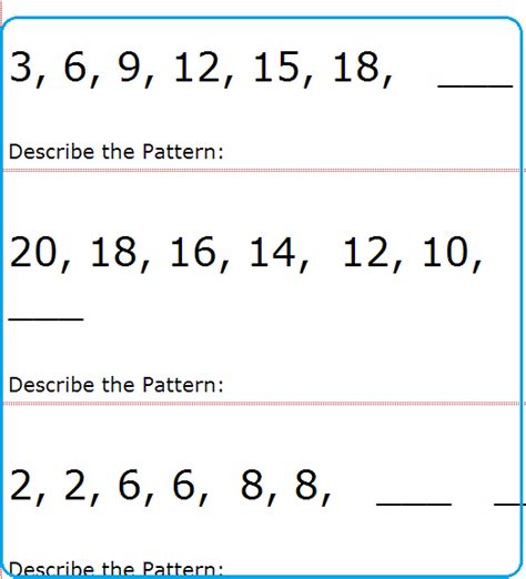 Pattern worksheet, Math patterns, Number patterns worksheets