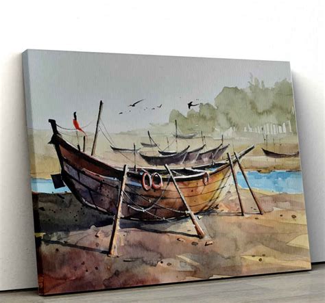 Painted Boat Nautical canvas wall art - TenStickers