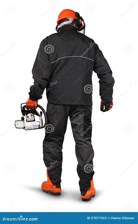 Professional Logger with Safety Gear Stock Image - Image of tool, hear: 57871923