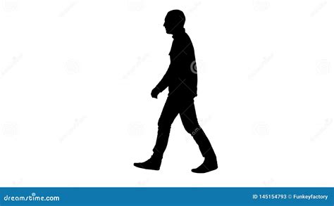 Silhouette Young Casual Man Walking. Stock Image - Image of latin ...