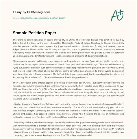 Sample Position Paper (500 Words) - PHDessay.com