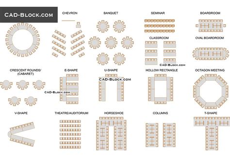 Meeting Room Set-up Styles free 2D CAD blocks download, AutoCAD file ...