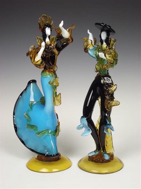 Murano Glass Sculptures and Figurines | Pair of Murano glass Flamenco Dancer figurines by Franco ...