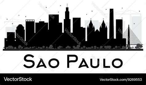 Sao Paulo City skyline black and white silhouette Vector Image