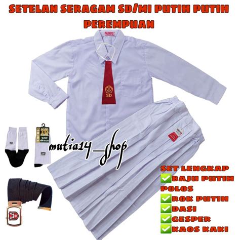 Jual seragam sekolah SD / Mi putih putih putih perempuan baju putih polos panjang rok putih ...