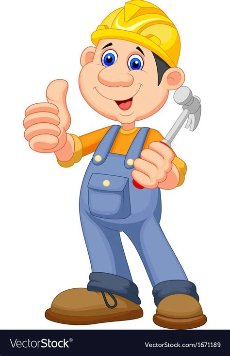 Vector illustration of Cartoon Construction worker repairman. Download ...