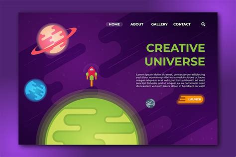 Premium Vector | Creative universe flat design clean landing page