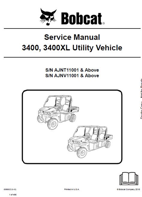 Bobcat 3400, 3400XL Utility Vehicle Service Repair Manual